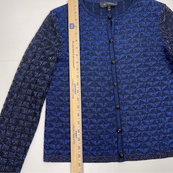 St. John Metallic Diamond Lace Knit Cardigan and Tank Top Set… - Picture 12 of 16